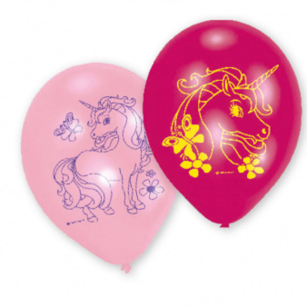 Luftballons Einhorn Party, pink, 6er Pack, 22.8 cm