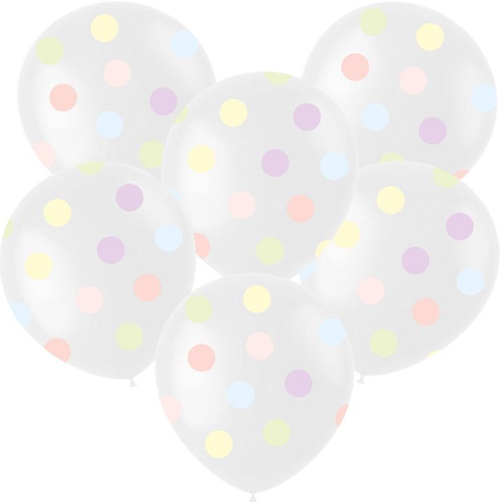 Gepunktete Luftballons Dreamy Pastels, 6 Stück, Ø 33 cm