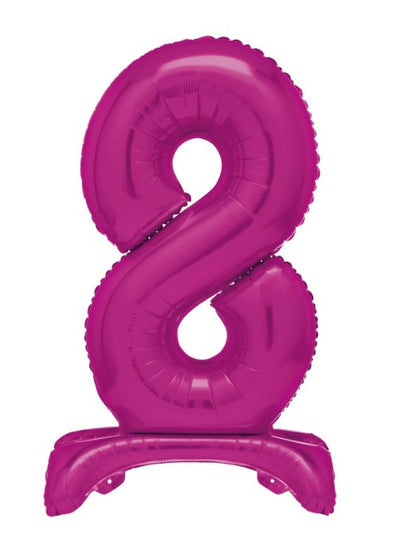 Stehende pinke Zahlen Folienballone, Nummer 1-9 und 0, 86 cm