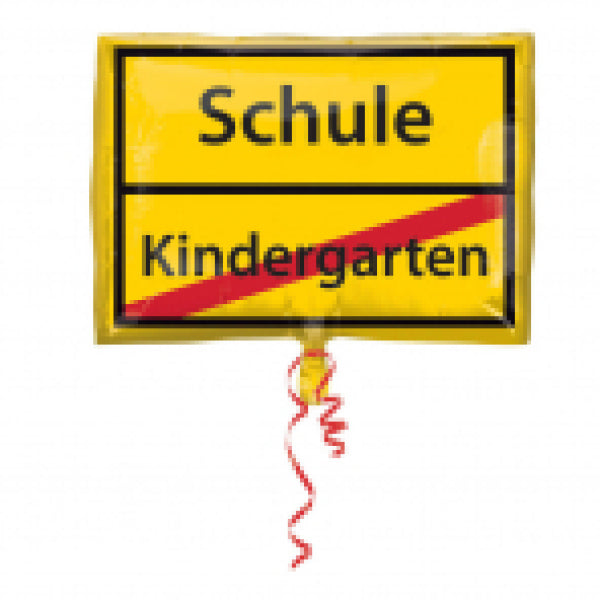 1. Schultag Folienballon, "Schule" Strassenschild, 43 x 30 cm