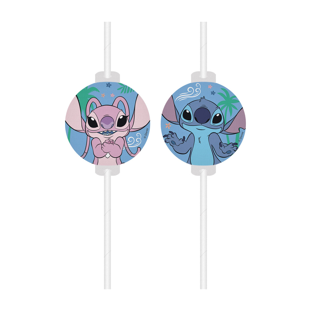 Trinkhalme Stitch & Angel, 4er Pack kinderparties-shop