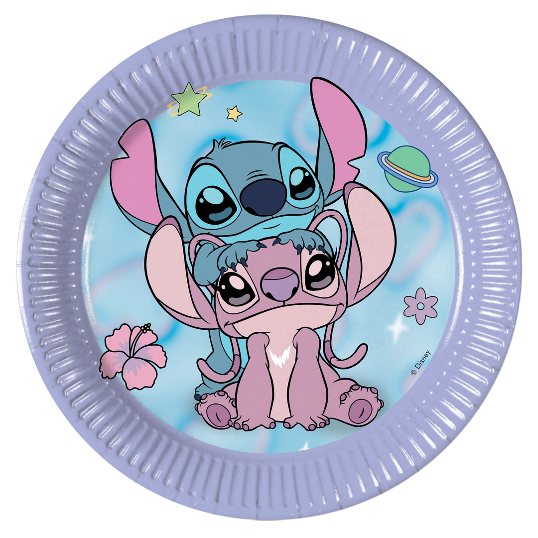 Party Teller Stitch & Angel, 8 Stück, Ø 22 cm