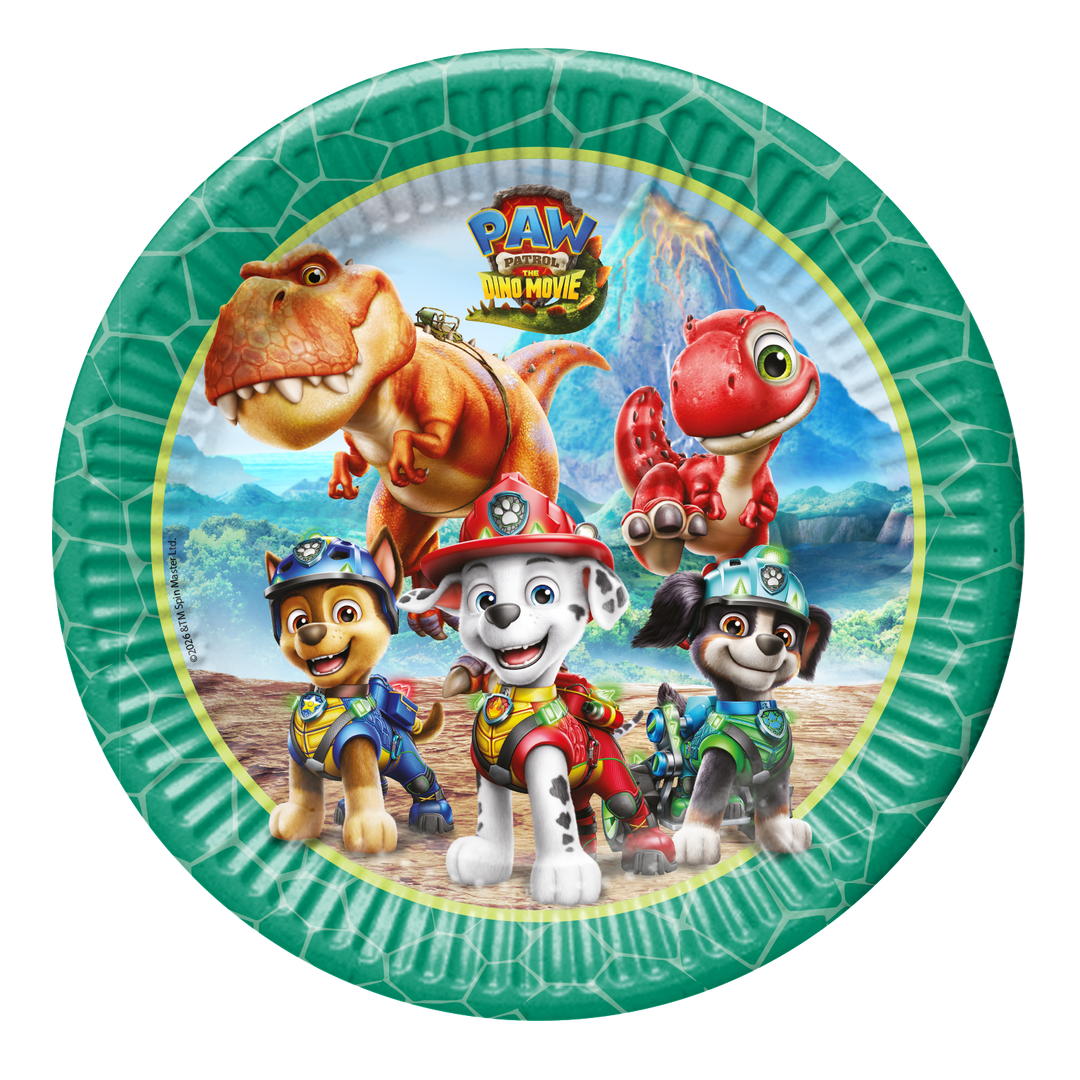 Paw Patrol 3 Dino Movie Party Teller, 8 Stück, Ø 23 cm