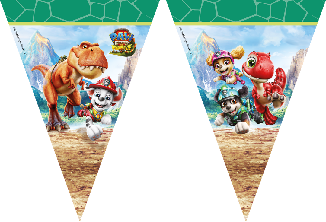 Wimpelkette Paw Patrol 3 Dino Movie, 9 Flaggen, 2.3 m