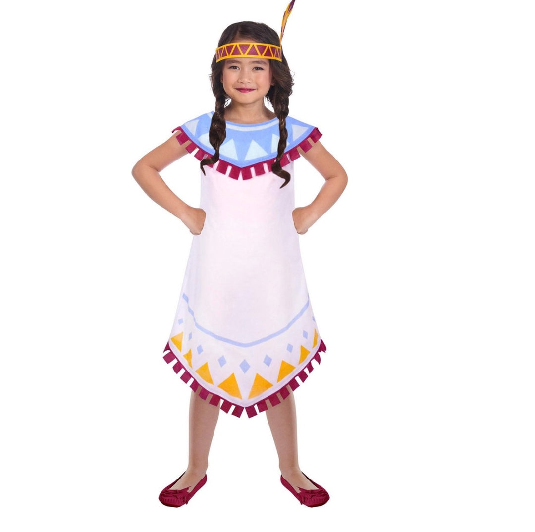 Wild-West-Boho-Indianer-Mädchenkostüm-2-teilig-Gr-4-6-100-Polyester-Vekleidung-Kleid-&-Stirnband