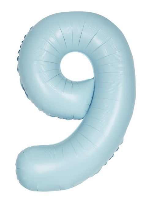 Matte hellblaue Zahlen Folienballone, Nummer 1-9 und 0, 86 cm