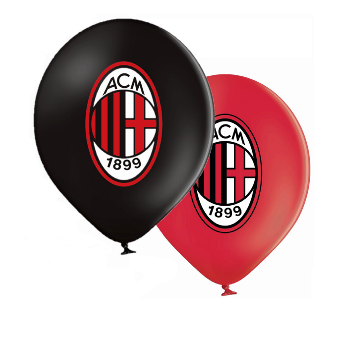 AC Milan balloons, football party, 12 pieces, 30 cm