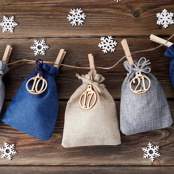 Adventskalender Tüten Blau Grau 