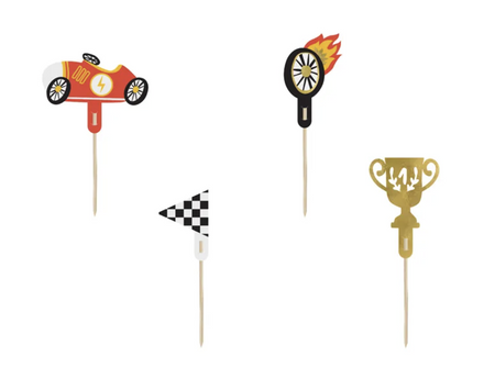 Car / racing car muffin picker, muffin decoration, pack of 4 image
