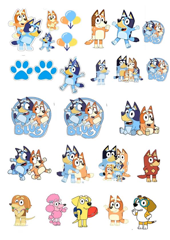 Muffin Deko, Bluey, 26 Motive, Esspapier