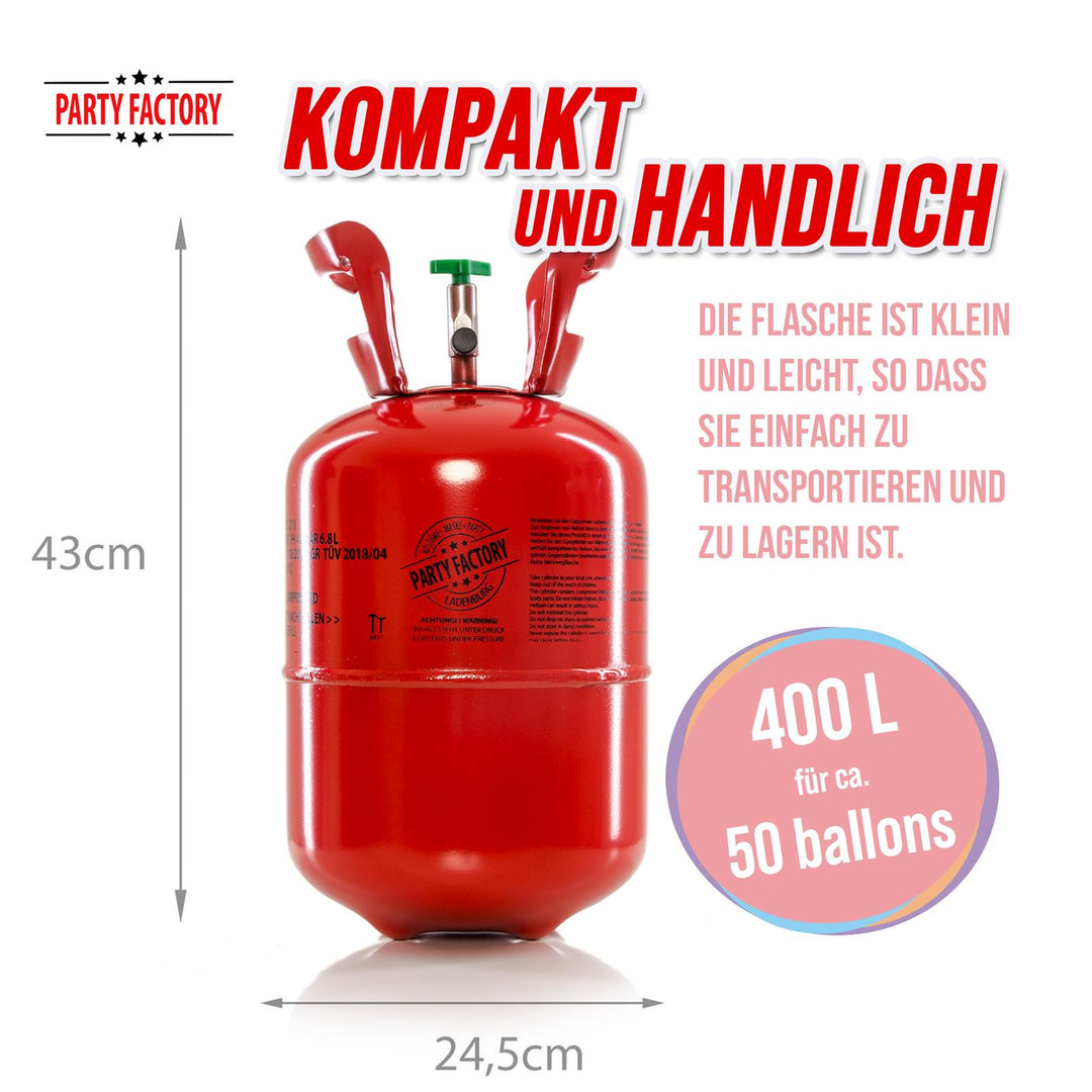 Ballongas Helium, 0.4m3, für bis zu 50 Luftballons - ideal für Folienballons kinderparties-shop