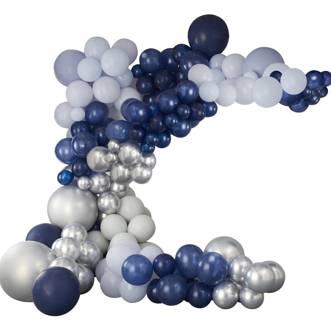 Ballongirlande DIY Set Blau Weiss, 200 Ballons inkl. Kreppgirlanden