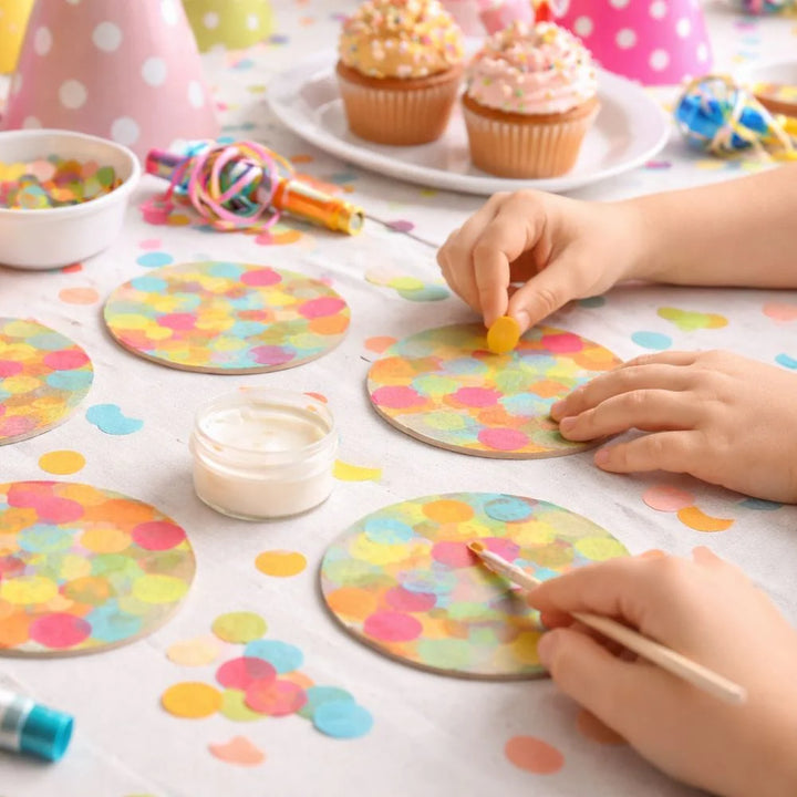 Bastelset Untersetzer mit Konfetti dekorieren, 6er Set