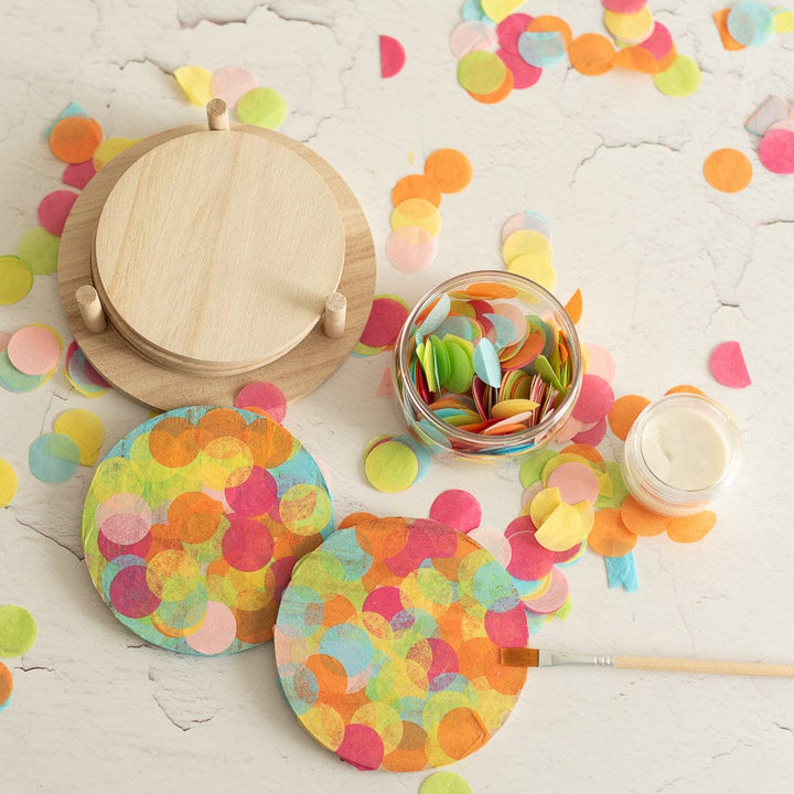 Bastelset Untersetzer mit Konfetti dekorieren, 6er Set