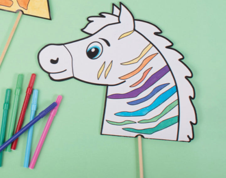 Set di sagome in bianco per cavalli da tiro con bastone, confezione da 4 pezzi