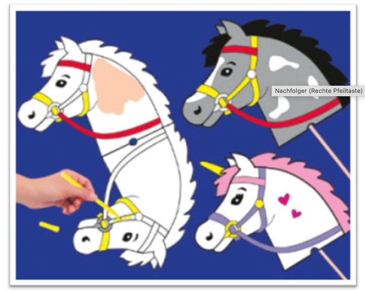 Set di sagome in bianco per cavalli da tiro con bastone, confezione da 4 pezzi