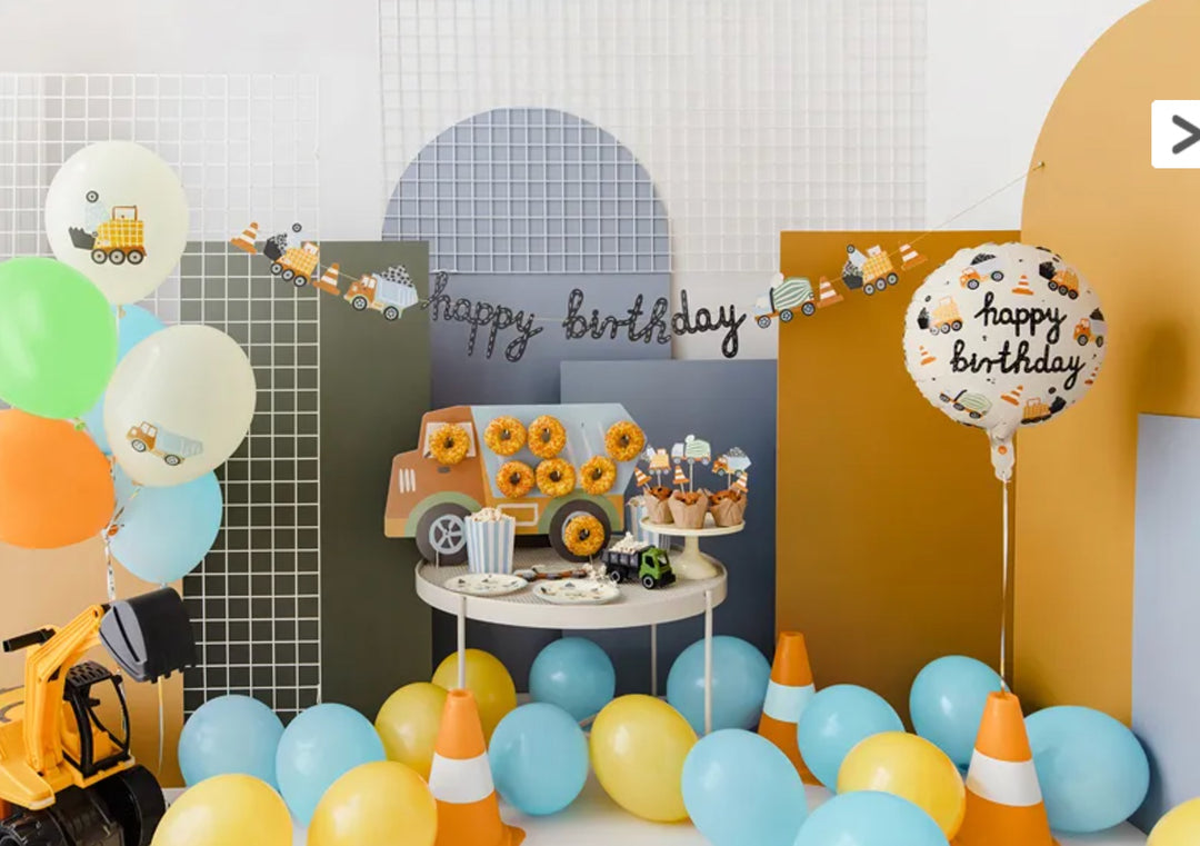 Baustellenfahrzeuge Luftballons, 6er Pack, 30cm