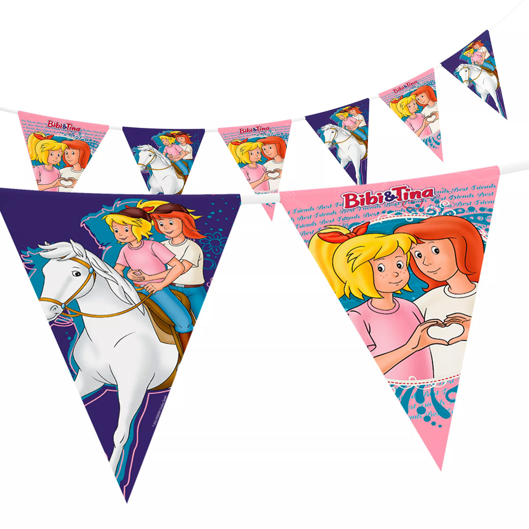 Wimpelkette Bibi und Tina auf Amadeus und Sabrina, 5 m kinderparties-shop