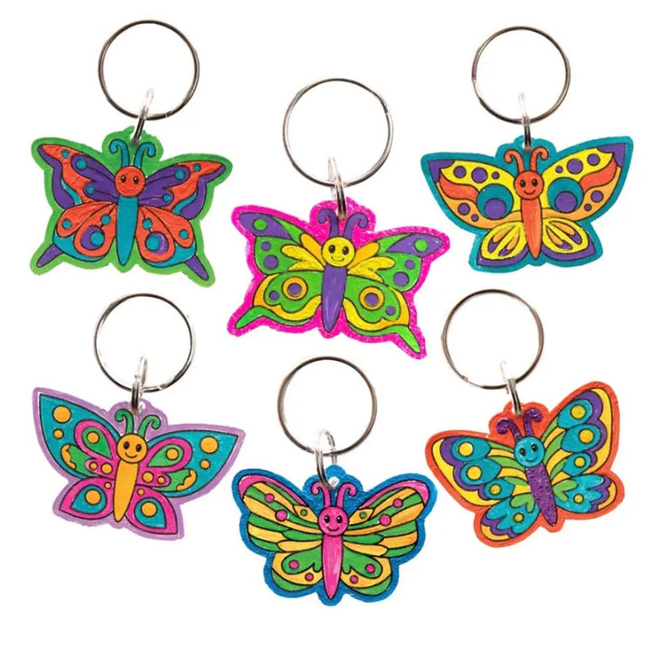 Craft set butterfly shrink plastic key ring, pack of 8