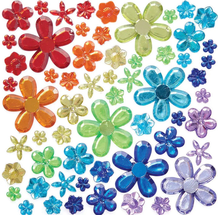Blumen Schmucksteine mit 3D Effekt, selbstklebend, versch. Farben