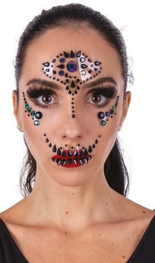 Halloween Face Jewels, rhinestone face stickers, trick or treat make-up, 1 motif