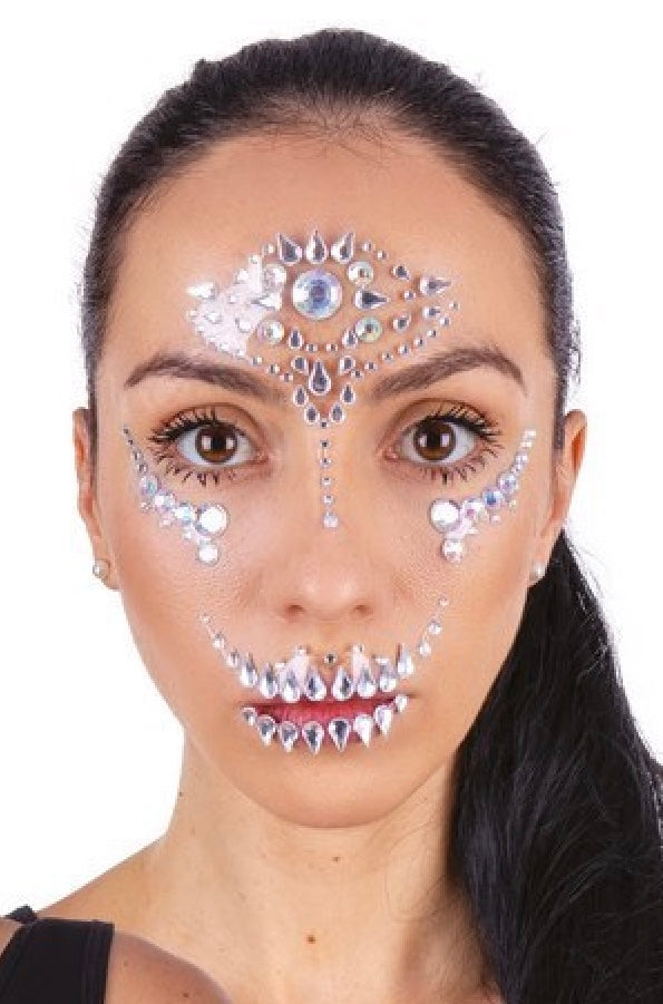 Halloween Face Jewels, rhinestone face stickers, trick or treat make-up, 1 motif
