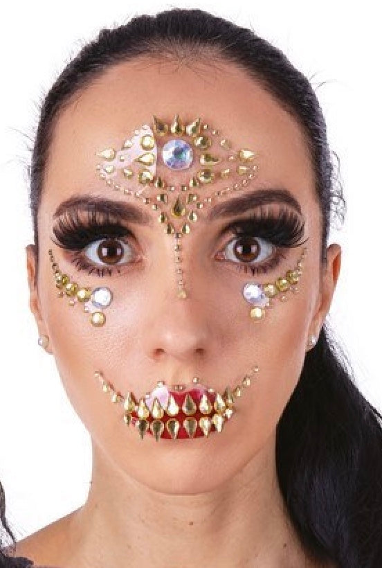Halloween Face Jewels, rhinestone face stickers, trick or treat make-up, 1 motif