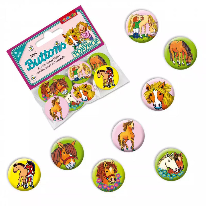 Buttons Mon poney, pack de 8, 2,5 cm, fête du cheval