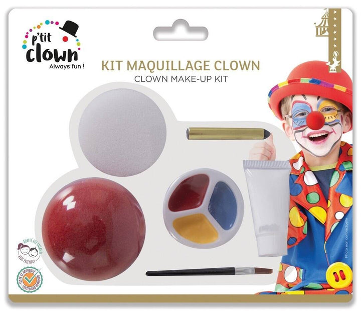 Schmink-Set Clown für Kinder, Gesichtsschminke für Zirkus & Fasching