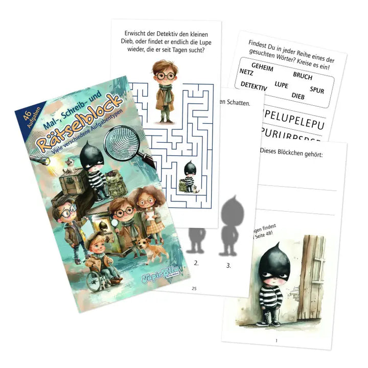 Cadeau de fête des détectives Cahier de coloriage et de devinettes, A6, 19,9 x 10,5cm