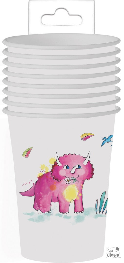 Dinosaurier Party Becher, 8er Pack kinderparties-shop