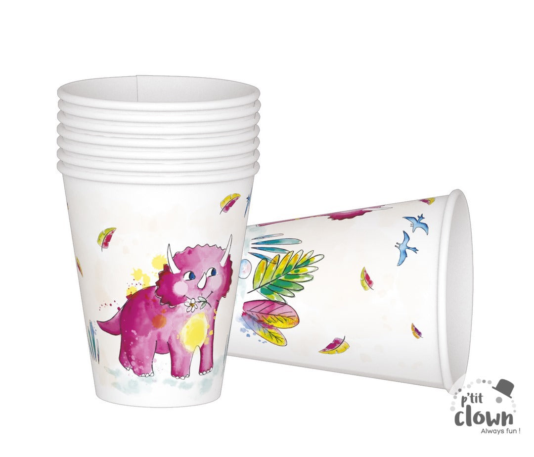 Dinosaurier Party Becher, 8er Pack kinderparties-shop