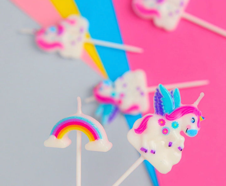 Motivkerzen Einhorn & Regenbogen, 5er-Set