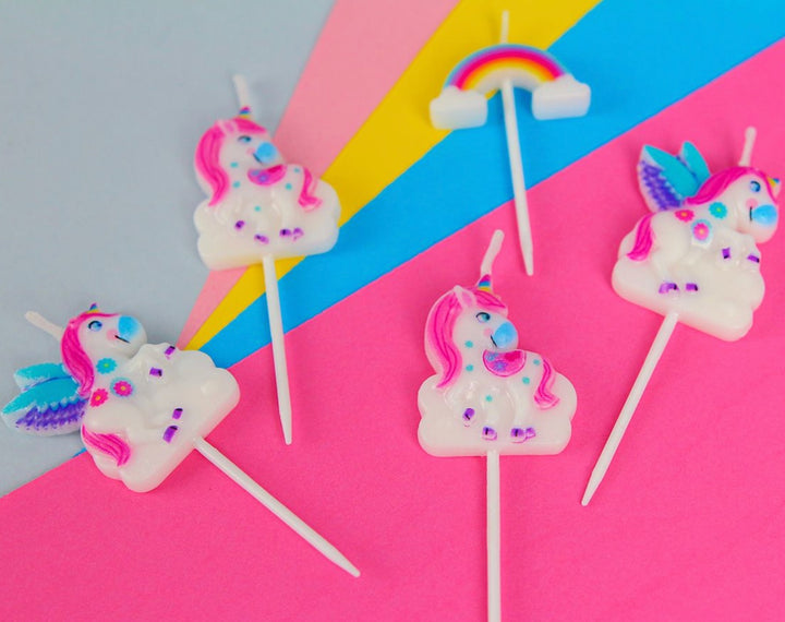 Motivkerzen Einhorn & Regenbogen, 5er-Set