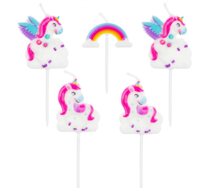 Motivkerzen Einhorn & Regenbogen, 5er-Set