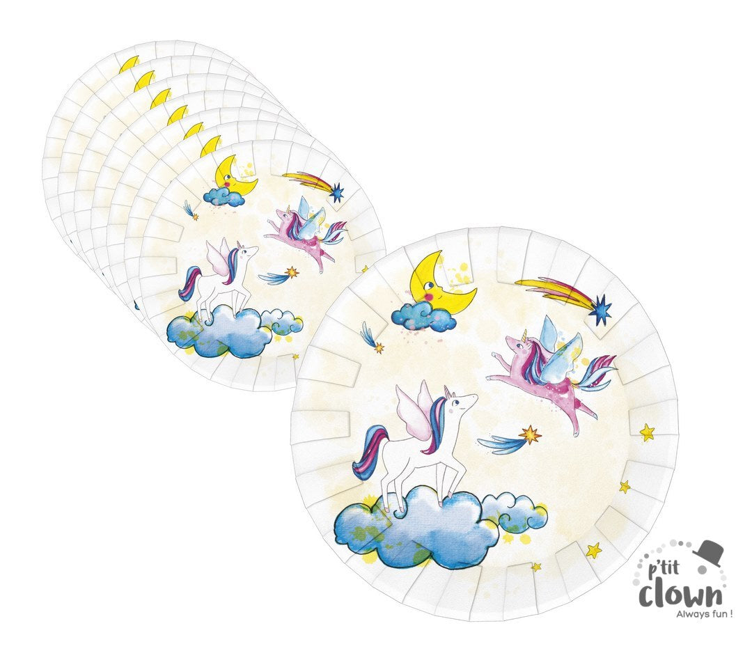 Party Teller Einhorn, 8er Pack, 23 cm kinderparties-shop