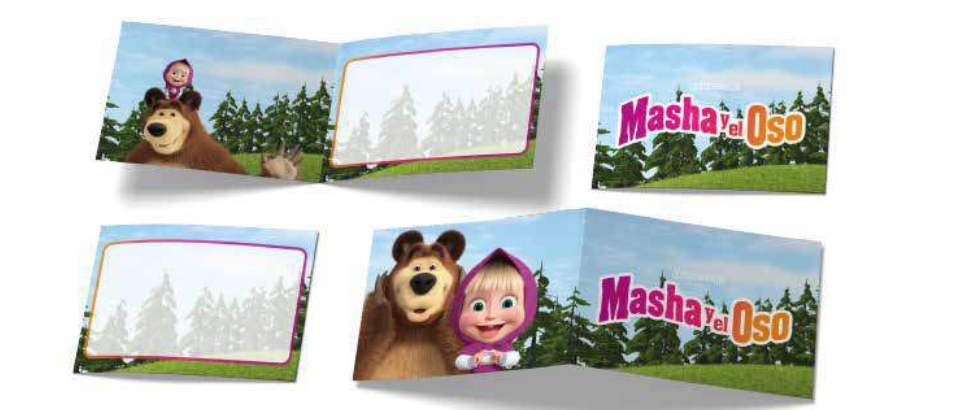 Einladung-Masha-und-der-Bär-6er-Pack-inkl-Umschläge-8-x-6-cm