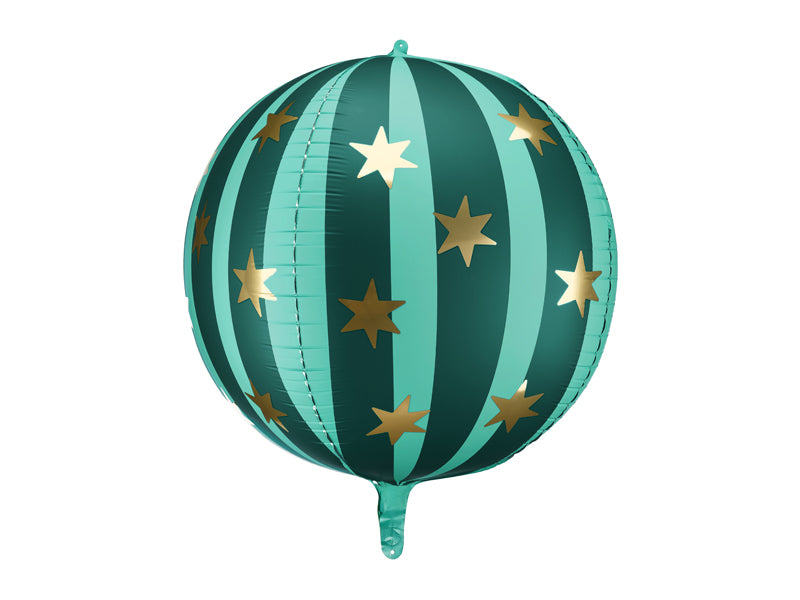 Kugel-Folienballon-Sternen-Grün-Gold-1-Stück-50-cm