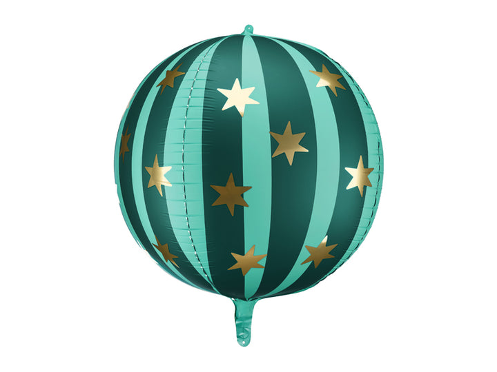 Kugel-Folienballon-Sternen-Grün-Gold-1-Stück-50-cm
