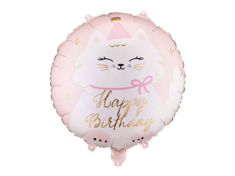 Folienballon-Katze-Happy-Birthday-1-Stück-Ø-35-cm
