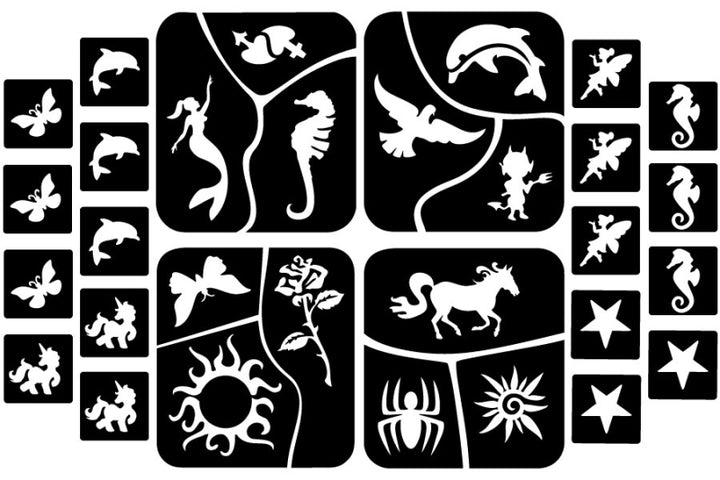 XL Glitzertattoo Komplett-Set Family, Y-Body, 40-teilig