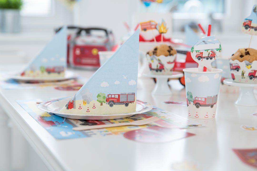 Einladung Feuerwehr Auto, 6er Pack kinderparties-shop