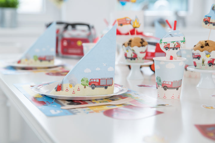 Einladung Feuerwehr Auto, 6er Pack kinderparties-shop