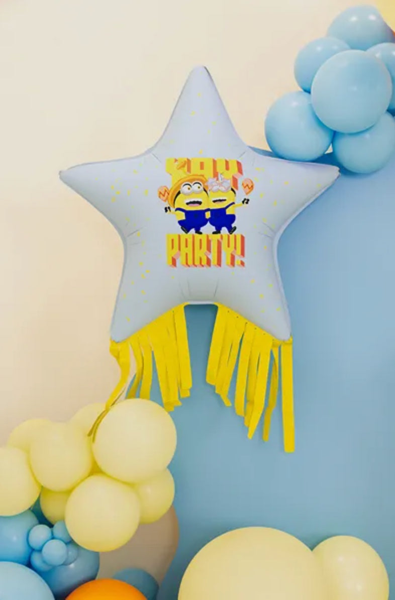 Folienballon-Minions-Stern-mit-Quasten-Despicable-Me-72-cm