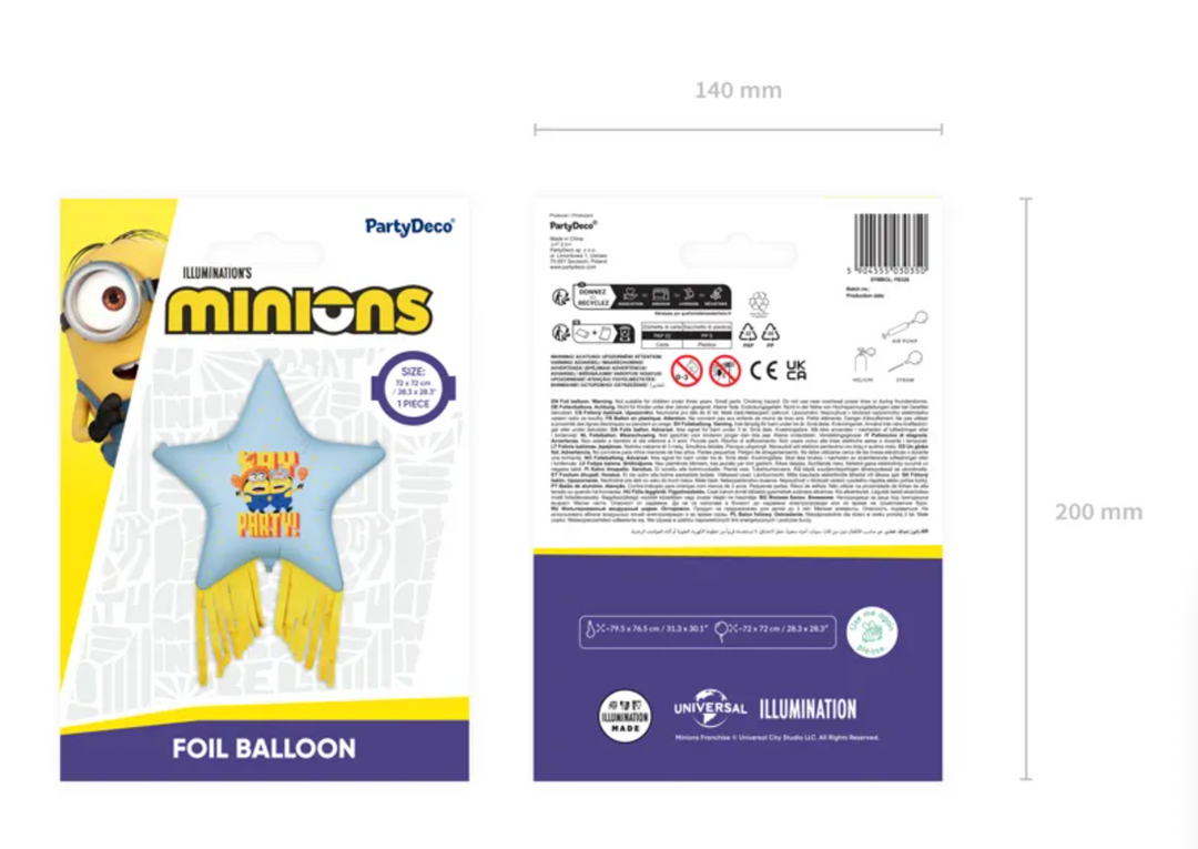 Folienballon-Minions-Stern-mit-Quasten-Despicable-Me-72-cm