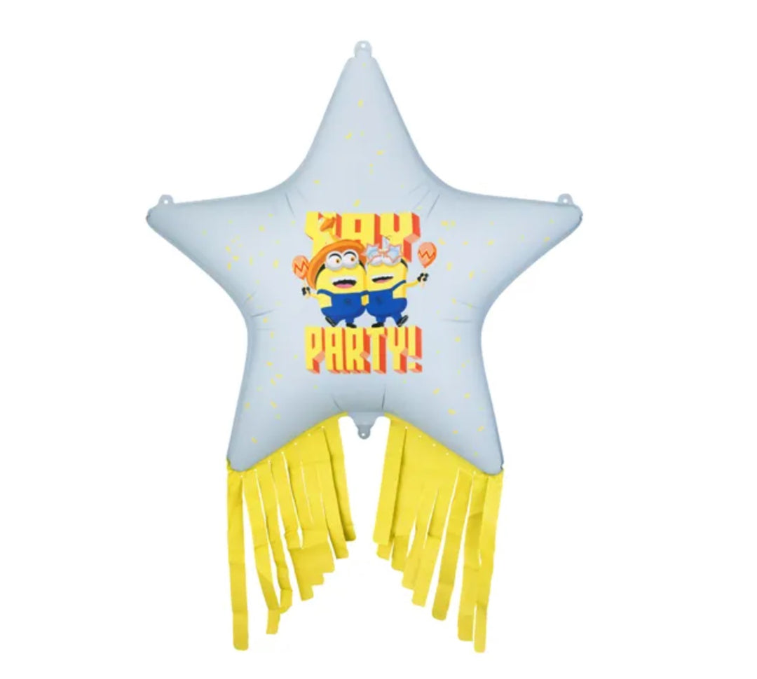 Folienballon-Minions-Stern-mit-Quasten-Despicable-Me-72-cm