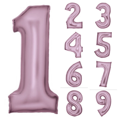 Pinke Metallic Folienballone, Nummer 1-9 und 0, 86 cm