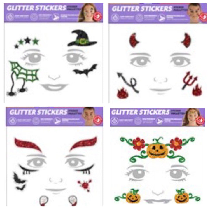 Autocollants visage Halloween pour enfants, 1 de 4 diff. Motifs