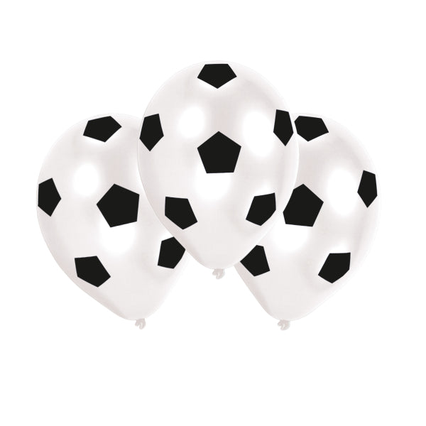 Luftballons schwarz-weiss, Fussball Motiv, 6er Pack kinderparties-shop