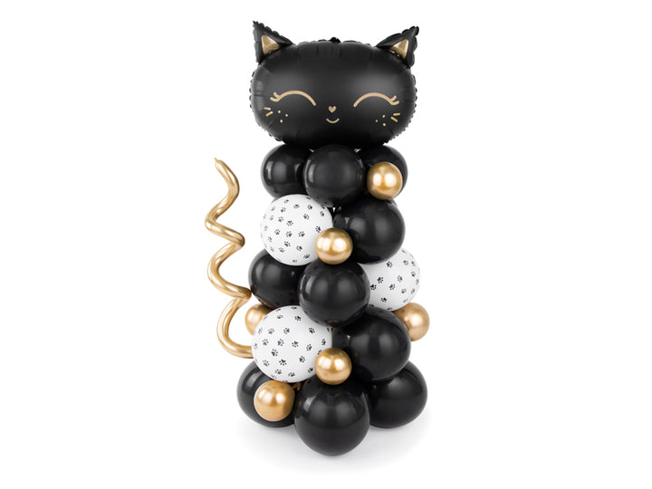 DIY Ballonfigur Katze, schwarz-gold, 1 Set, 83 x 140 cm